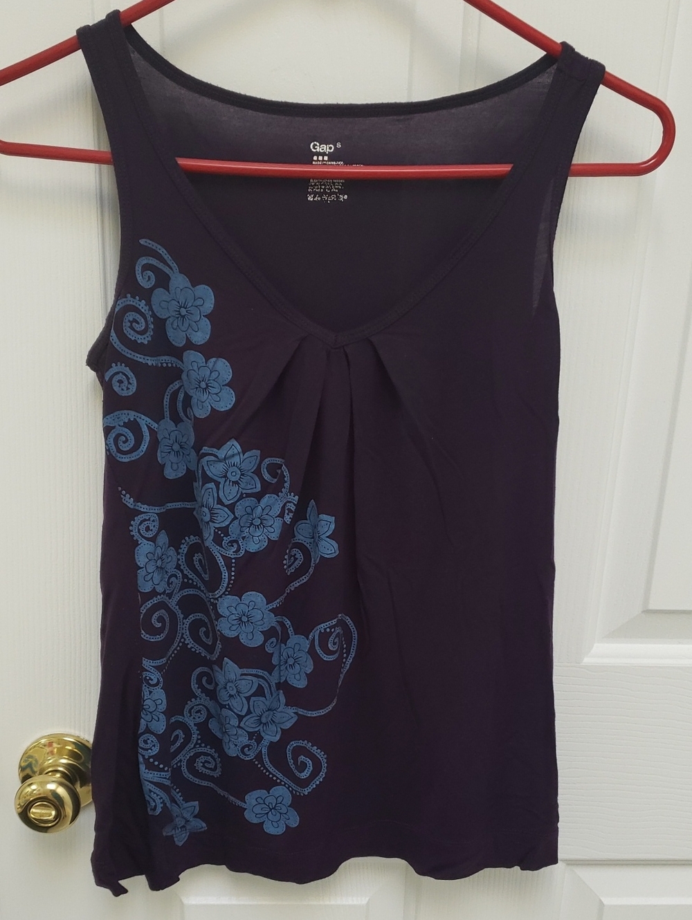 GAP Purple Tank with Blue Floral Design